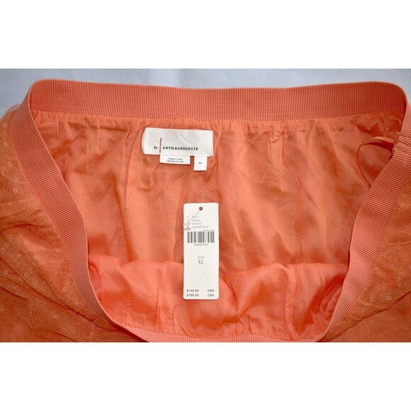 A8 NWT ANTHROPOLOGIE Evelyn Orange Mesh/Tulle Layered Long Skirt Size XL $148 - Picture 3 of 4